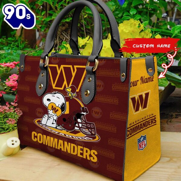 NFL Washington Commanders Snoopy Women Leather Bag
