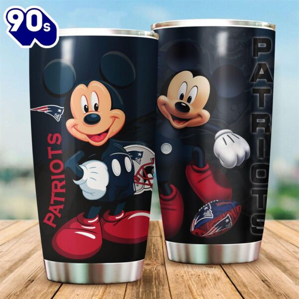 New England Patriots Mickey Mouse Disney NFL Football Teams Big Logo 8 Gift For Fan Travel Tumbler