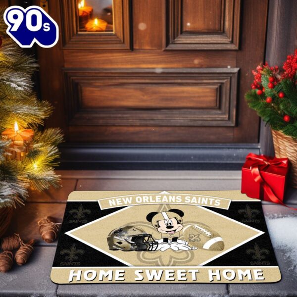 New Orleans Saints Doormat Sport Team And Mickey Mouse NFL Doormat
