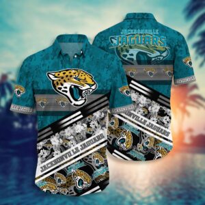 Nfl Jacksonville Jaguars Teal Flower Trendy Hawaiian Shirt V2 Aloha Shirt