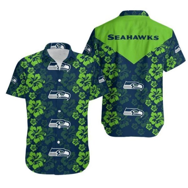 Nfl Seattle Seahawks Navy Green Trendy Hawaiian Shirt Aloha Shirt