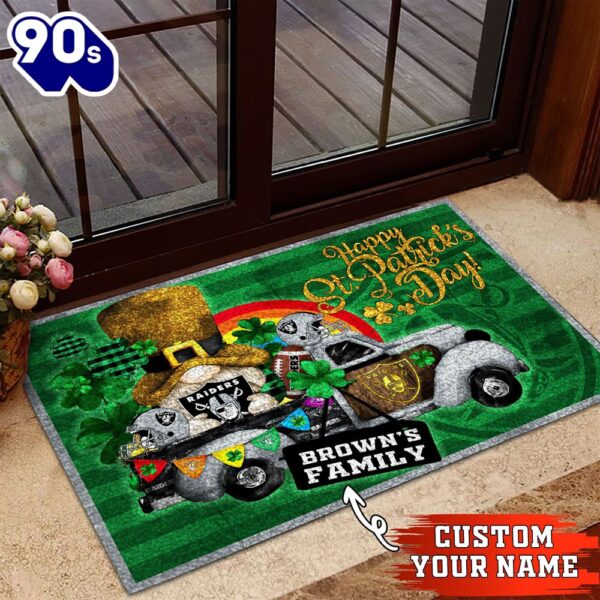 Oakland Raiders NFL-Custom Doormat For The Celebration Of Saint Patrick’s Day