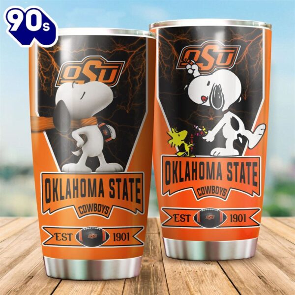 Oklahoma State Cowboys Snoopy All Over Print 3D Tumbler-TPH