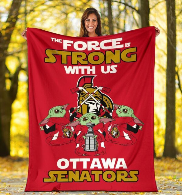 Ottawa Senators Baby Yoda Fleece Blanket The Force Strong