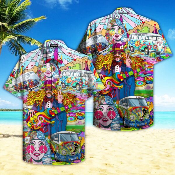 Peace Life Hippie Hawaiian Shirt – Beachwear For Men – Gifts For Young Adults