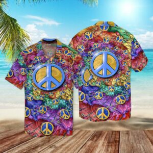 Peace Love Hippie Hawaiian Shirt…