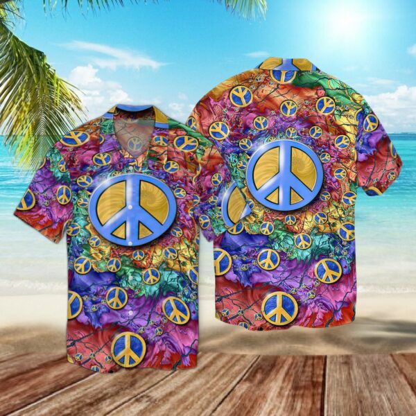 Peace Love Hippie Hawaiian Shirt – Beachwear For Men – Gifts For Young Adults