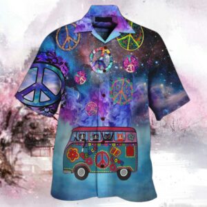 Peace Sign Hippie Hawaiian Shirt…