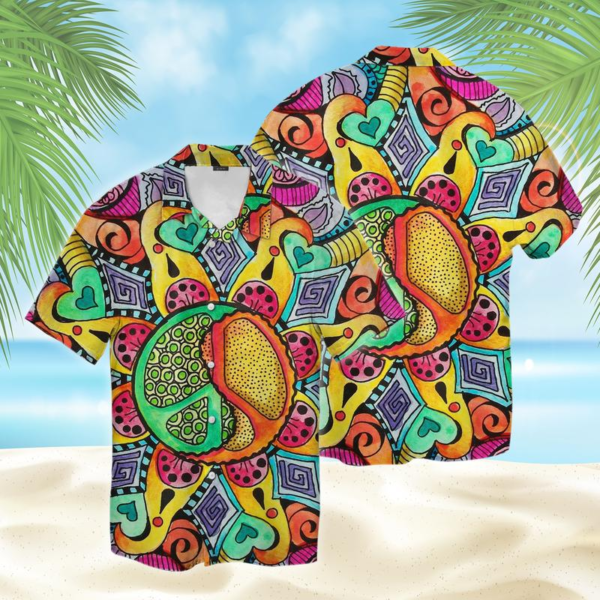 Peaceful Hippie Hawaiian Shirt – Beachwear For Men – Gifts For Young Adults