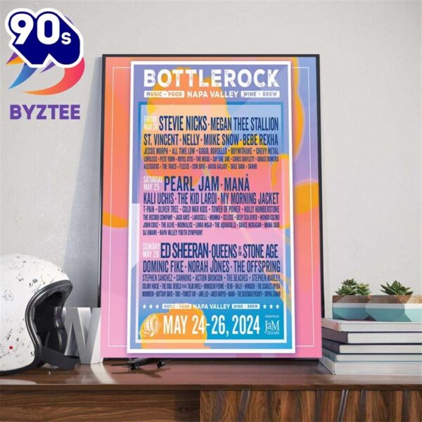Pearl Jam BottleRock Music Food Wine Brew At Napa Valley May 24-26th 2024 Art Decor Canvas