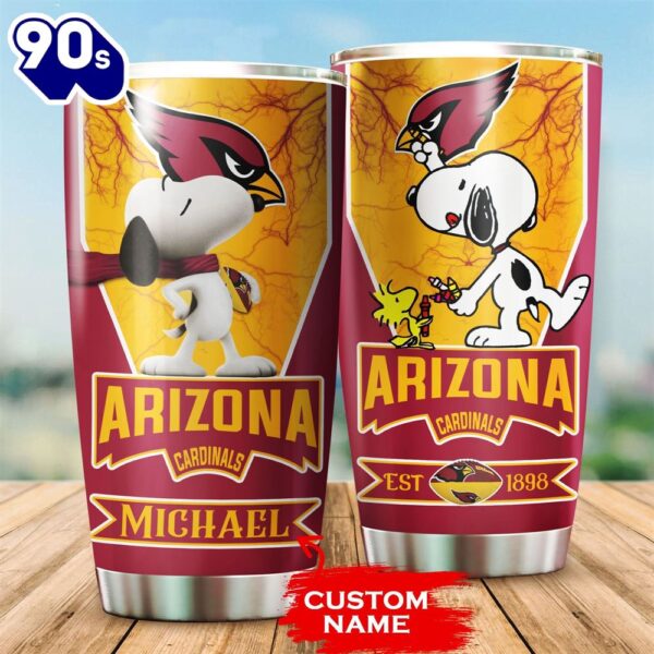 Personalized Arizona Cardinals Snoopy All Over Print 3D Tumbler-TPH