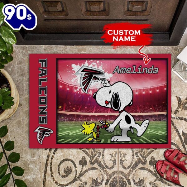 Personalized Atlanta Falcons Snoopy All Over Print 3D Doormats-TPH