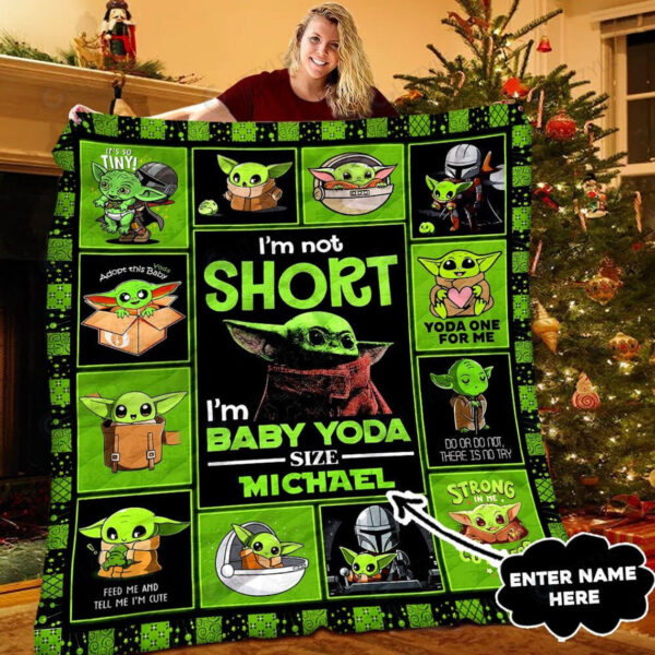 Personalized Baby Yoda Custom Name Blanket, Baby Yoda Star War Blanket Quilt, Baby Yoda Lover Gift, Blanket – Hot Sale 2023