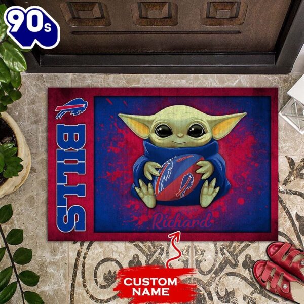 Personalized Buffalo Bills Baby Yoda All Over Print 3D Doormats – Blue Red-TPH