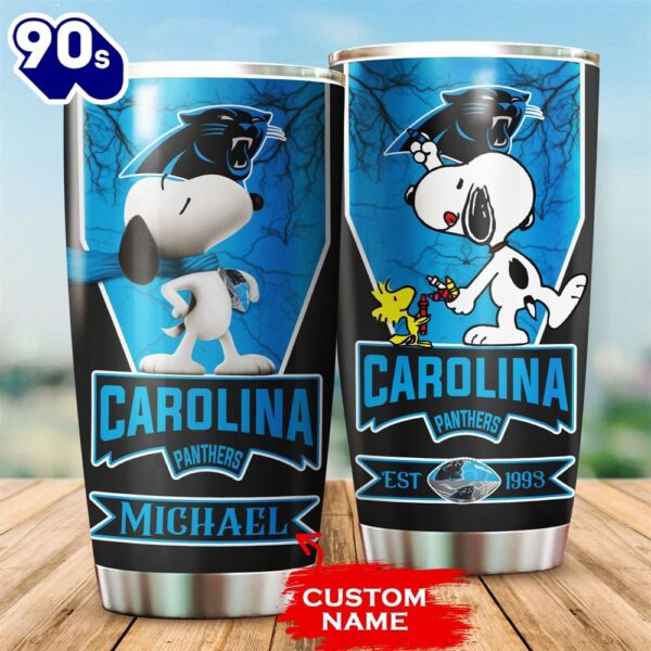 Personalized Carolina Panthers Snoopy All Over Print 3D Tumbler-TPH