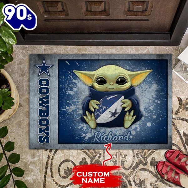 Personalized Dallas Cowboys Baby Yoda All Over Print 3D Doormats – Blue-TPH