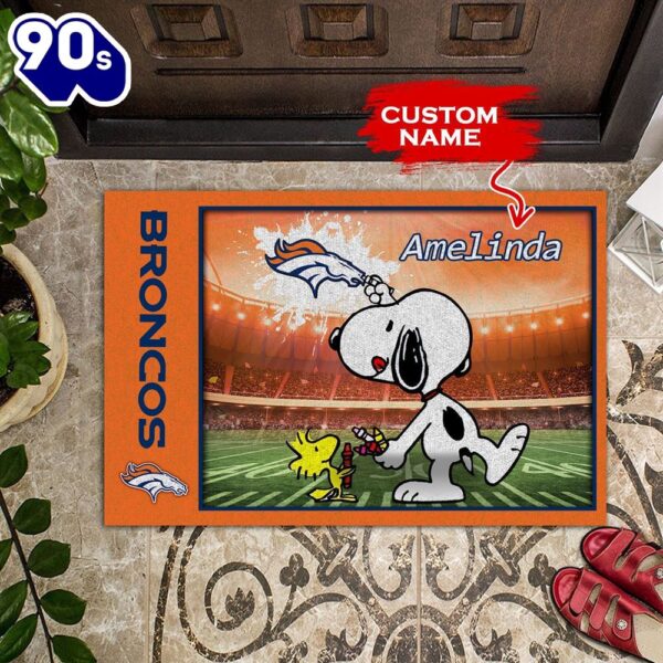 Personalized Denver Broncos Snoopy All Over Print 3D Doormats – Orange-TPH