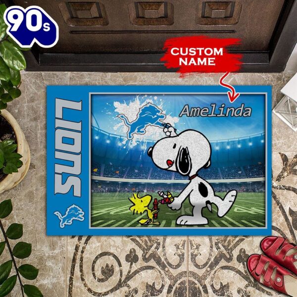 Personalized Detroit Lions Snoopy All Over Print 3D Doormats-TPH