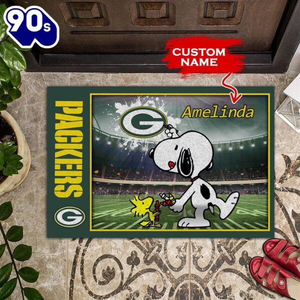 Personalized Green Bay Packers Snoopy All Over Print 3D Doormats-TPH