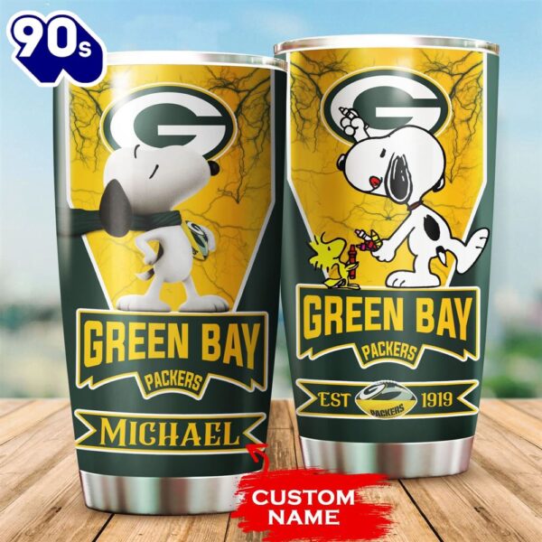 Personalized Green Bay Packers Snoopy All Over Print 3D Tumbler-TPH