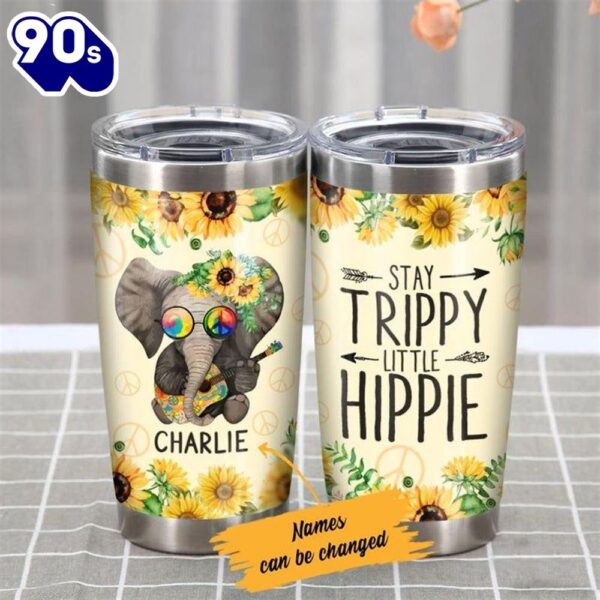 Personalized Hippie Elephant Stay Trippy Little Sunflower Tumbler