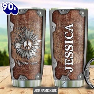 Personalized Hippie Sunflower Metal Leather…