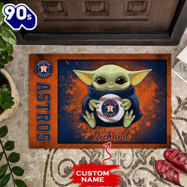 Personalized Houston Astros Baby Yoda All Over Print 3D Doormats-TPH