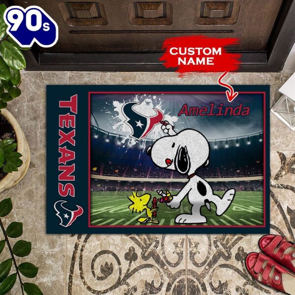 Personalized Houston Texans Snoopy All Over Print 3D Doormats-TPH