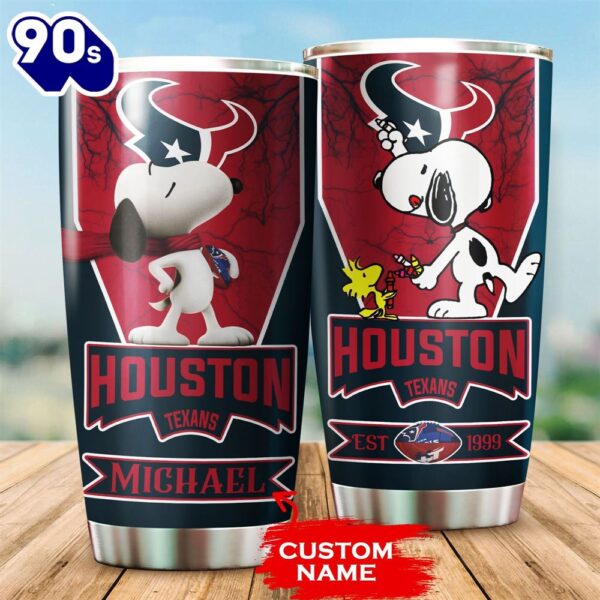 Personalized Houston Texans Snoopy All Over Print 3D Tumbler-TPH