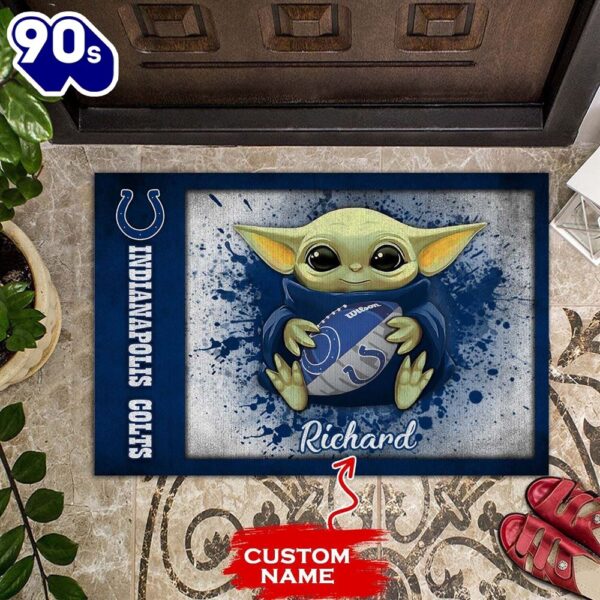 Personalized Indianapolis Colts Baby Yoda All Over Print 3D Doormats-TPH