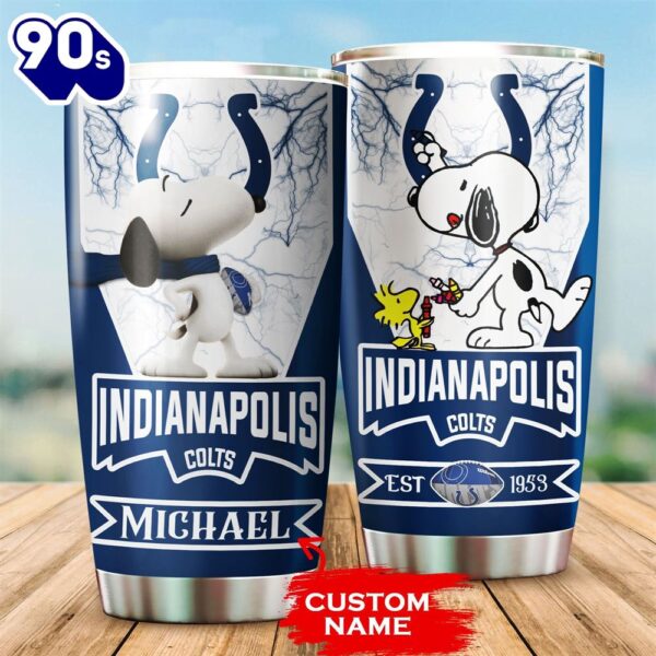 Personalized Indianapolis Colts Snoopy All Over Print 3D Tumbler-TPH