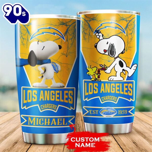 Personalized Los Angeles Chargers Snoopy All Over Print 3D Tumbler-TPH