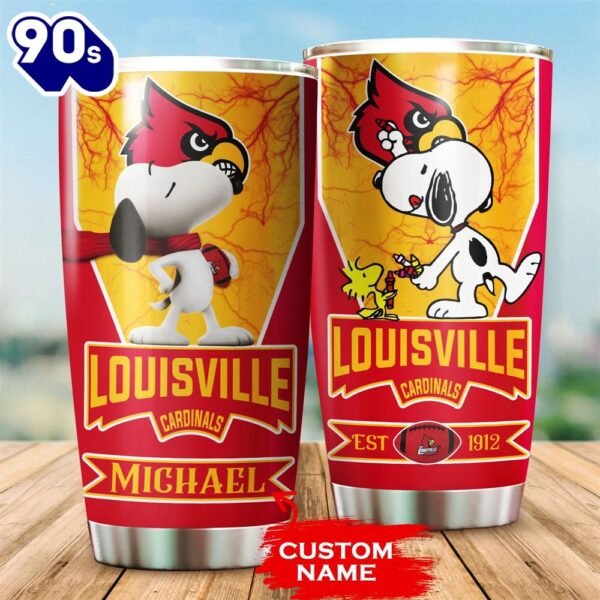 Personalized Louisville Cardinals Snoopy All Over Print 3D Tumbler-TPH