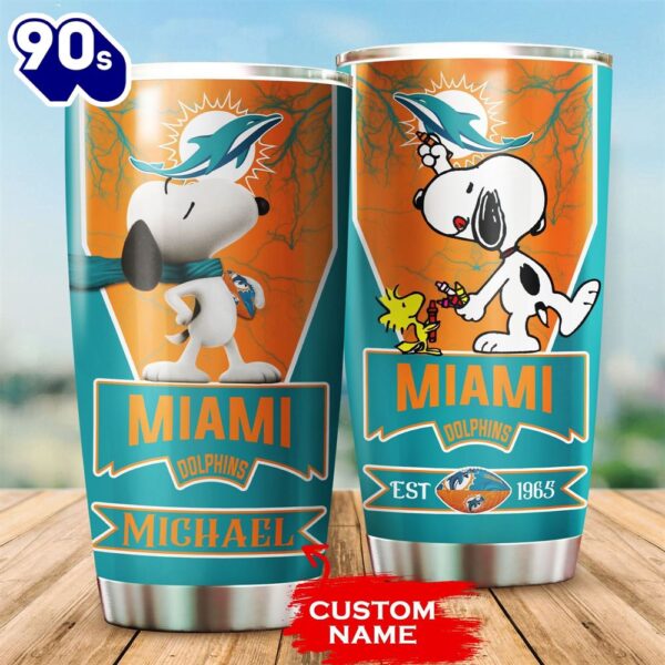 Personalized Miami Dolphins Snoopy All Over Print 3D Tumbler-TPh