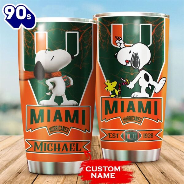 Personalized Miami Hurricanes Snoopy All Over Print 3D Tumbler-TPh
