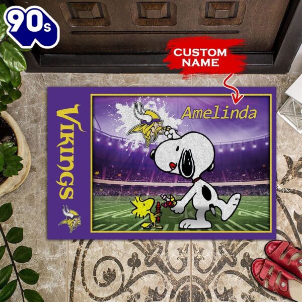 Personalized Minnesota Snoopy Vikings All Over Print 3D Doormats-TPH