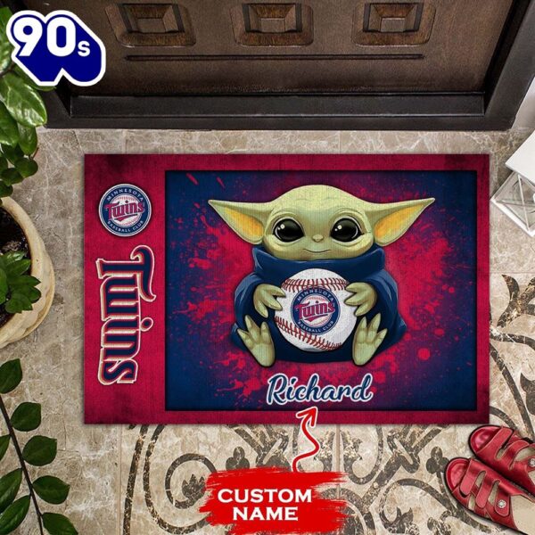 Personalized Minnesota Twins Baby Yoda All Over Print 3D Doormats-TPH