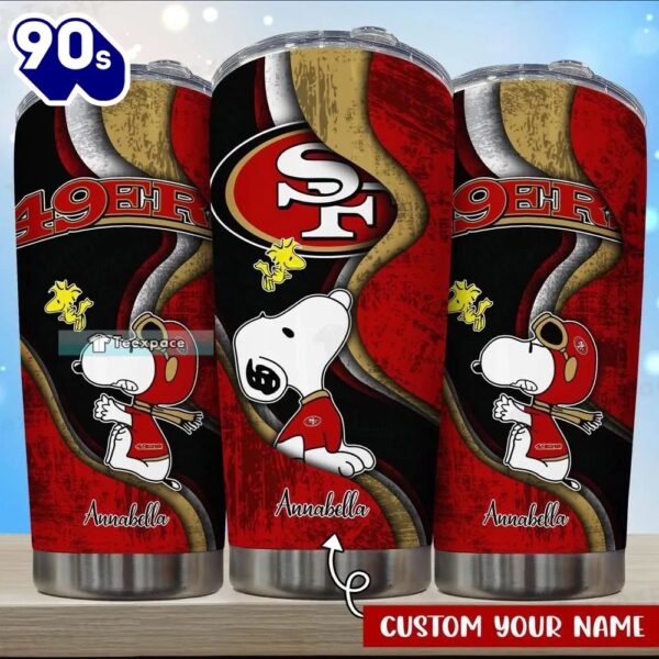 Personalized Name 49ers Snoopy Stainless Steel Tumbler