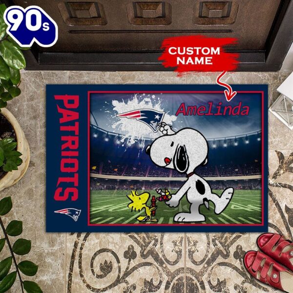 Personalized New England Patriots Snoopy All Over Print 3D Doormats – Navy-TPH