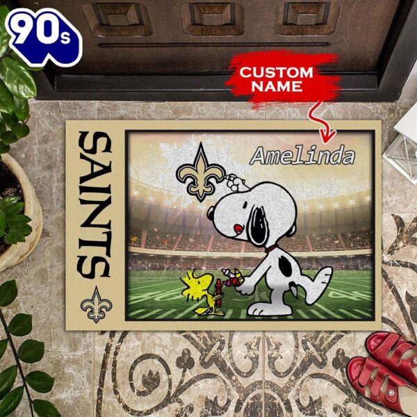 Personalized New Orleans Saints Snoopy All Over Print 3D Doormats-TPH