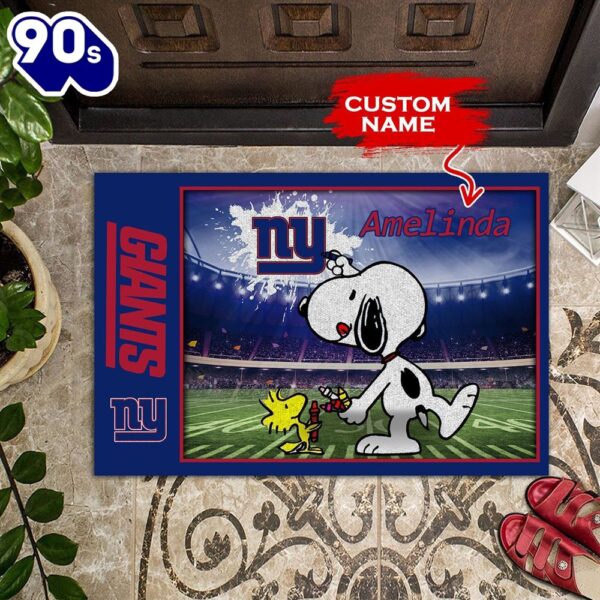 Personalized New York Giants Snoopy All Over Print 3D Doormats-TPH