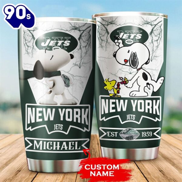 Personalized New York Jets Snoopy All Over Print 3D Tumbler-TPH
