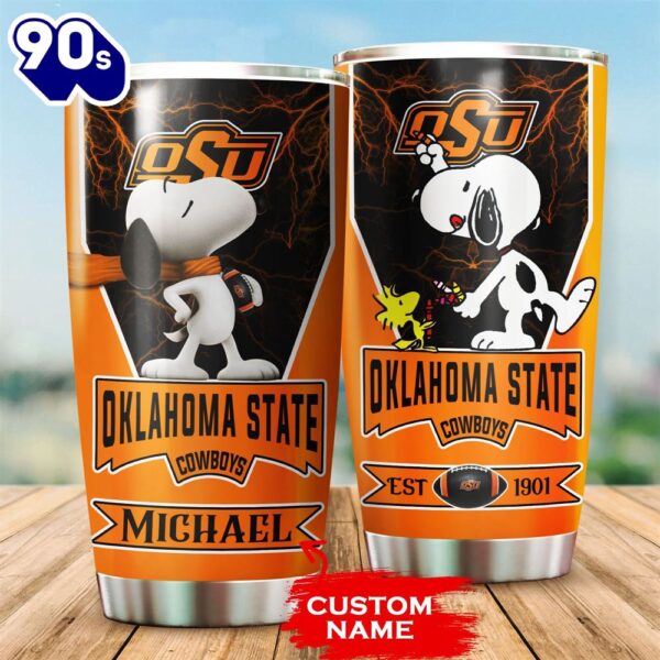 Personalized Oklahoma State Cowboys Snoopy All Over Print 3D Tumbler-TPH