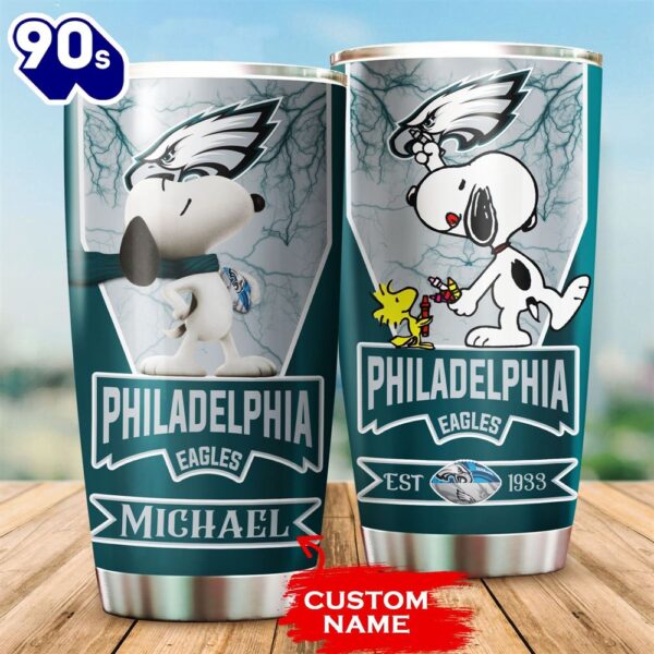 Personalized Philadelphia Eagles Snoopy All Over Print 3D Tumbler-TPH
