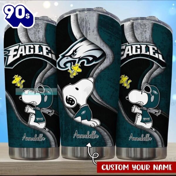 Personalized Philadelphia Eagles Snoopy Tumbler Eagles Gift