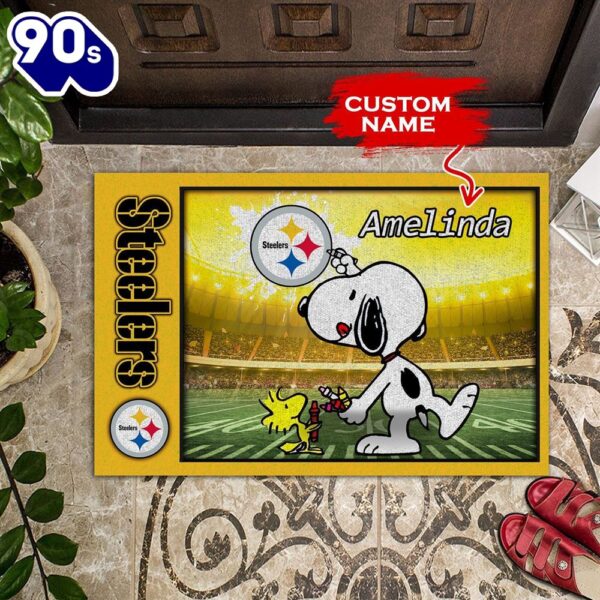 Personalized Pittsburgh Steelers Snoopy All Over Print 3D Doormats – Yellow-TPH
