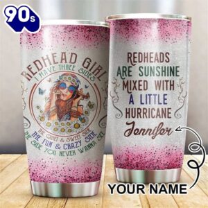 Personalized Redhead Girl Hippie Tumbler