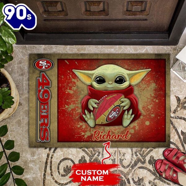 Personalized San Francisco 49ers Baby Yoda All Over Print 3D Doormats-TPH