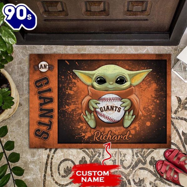 Personalized San Francisco Giants Baby Yoda All Over Print 3D Doormats-TPH