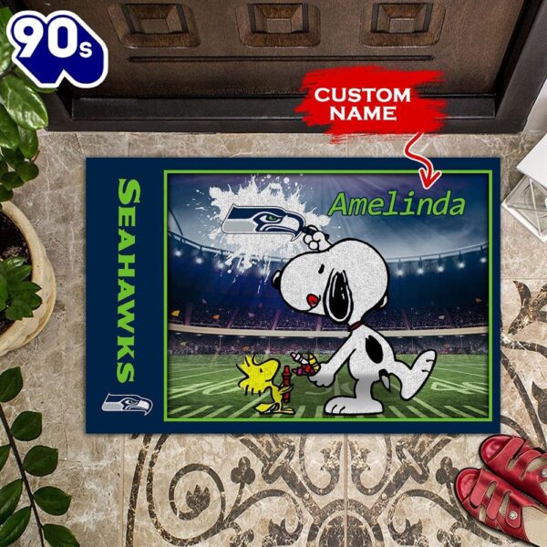Personalized Seattle Seahawks Snoopy All Over Print 3D Doormats – Navy-TPH